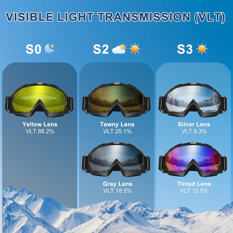 OXG Store Ski Goggles for Men Women, UV Protection Snowboard Snowsports Goggles for Kids Youth - Image 2